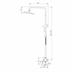 Душевая система 35к MIXLINE ML41-06"Swan White"излив лейка 3 поз.+лейка"Тропический душ"БЕЛЫЙ/ХРОМ - ML41-06