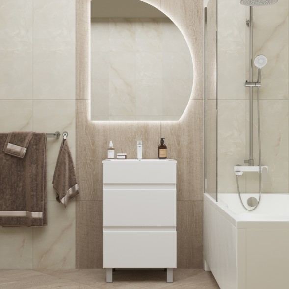 Тумба д/ванной &amp;quot;БРИКС-50&amp;quot; 2 ящика под раковину &amp;quot;Breeze 50&amp;quot; мебельный (Sanita Luxe) (ПВХ) - 555633 