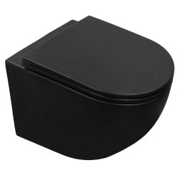Унитаз подвесной Azario Grado 490х370х360 безободковый с сиденьем микролифт, черный матовый (AZ-0046-MB)
