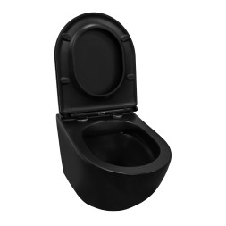 Унитаз подвесной Azario Grado 490х370х360 безободковый с сиденьем микролифт, черный матовый (AZ-0046-MB)