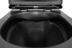 Унитаз подвесной Azario Grado 490х370х360 безободковый с сиденьем микролифт, черный матовый (AZ-0046-MB)