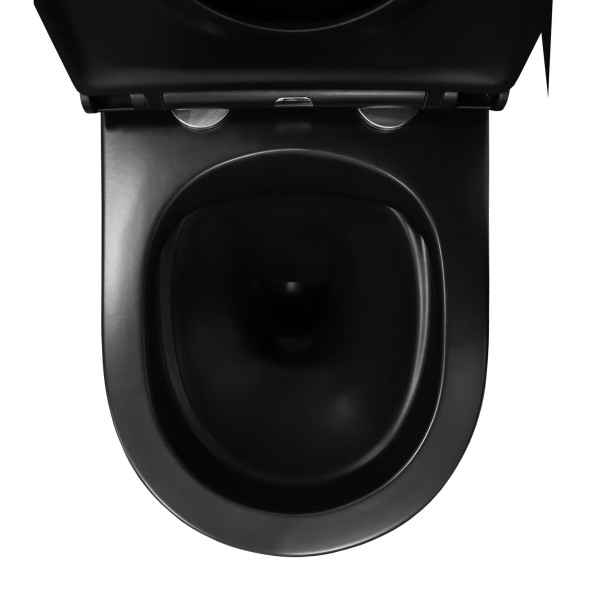 Унитаз подвесной Azario Grado 490х370х360 безободковый с сиденьем микролифт, черный матовый (AZ-0046-MB)