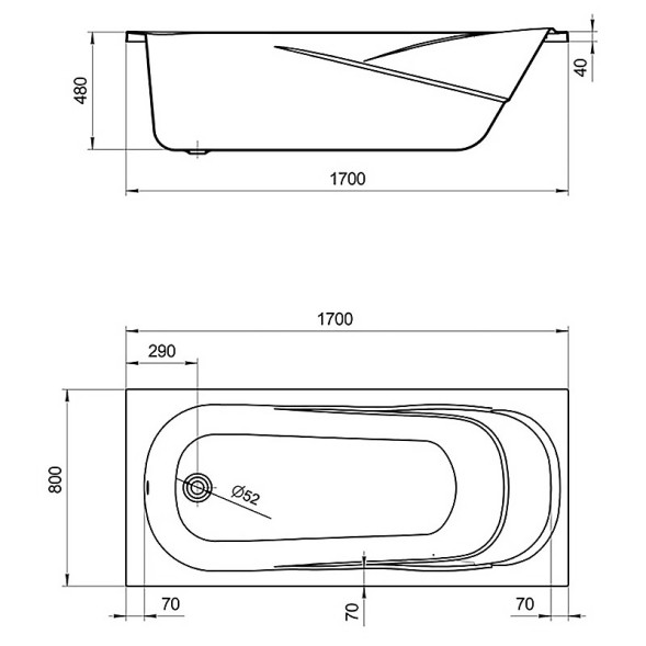 Ванна акриловая Santek КАСАБЛАНКА XL прямоугольная 170x80