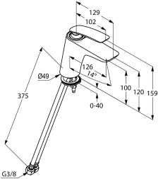 Смеситель для раковины KLUDI BALANCE однорычажный, чёрный матовый/хром (520268775)