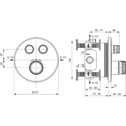 Смеситель для душа Ideal Standard CERATHERM NAVIGO встраиваемый термостатический, на 2 выхода, шлифованное золото (A7296A2)