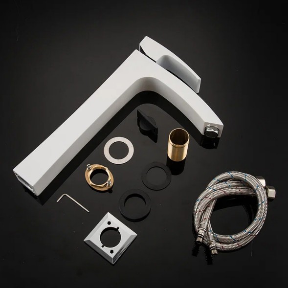 Смеситель для раковины 35к G1007-18 GAPPO высокий, литой, БЕЛЫЙ-ХРОМ - G1007-18 