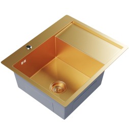 Мойка настол.монтаж 60х50 (3,0) лев. вып 3 1/2 MIXLINE PRO 20см с сифоном (золото) - 552924