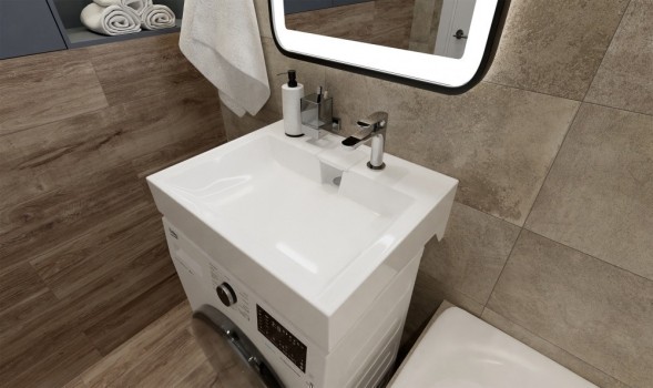 Раковина над стиральной машиной &amp;quot;Оливер- 60*50&amp;quot; ш*г, с кронштейнами   (Valleri) -  