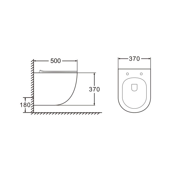Унитаз подвесной AZARIO MORANO 370х370х500 безободковый, в комплекте с сиденьем микролифт, белый (AZ-450W)