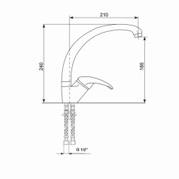 Смеситель для кухни 35к MIXLINE ML-GS02 (302) песочный высок. излив - 00-00001731
