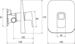 Смеситель для душа Ravak 10° TD 066.00, для R-box, однорычажный, без переключателя, хром (X070071)