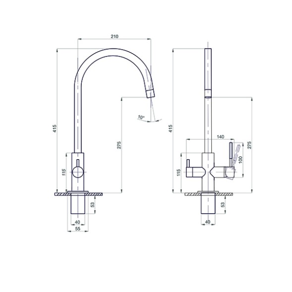 Смеситель для кухни 35k MIXLINE MLSS-03202 ЧЕРНЫЙ  подкл.к фильтру* - MLSS-03202 Черный 