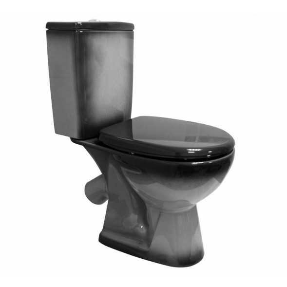 Унитаз-компакт &amp;quot;Уют&amp;quot; черный (косой, нижн, сид полип, 2-кн арм) (Rosa) - 4630055558766 