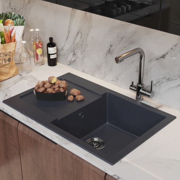 Мойка ML-GM31 КОМФОРТ с крылом, антрацит (343), 770*500*190мм - 00-00009503 