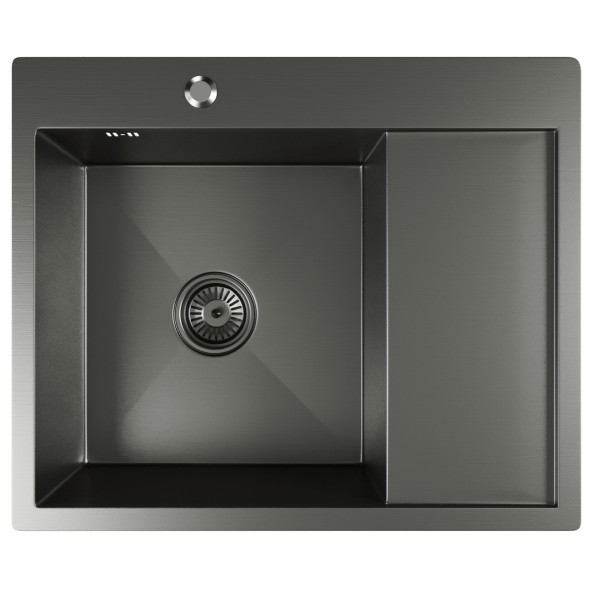 Мойка настол.монтаж 60х50 (3,0) лев. вып 3 1/2  MIXLINE PRO 20см с сифоном (черный графит) - 552926 