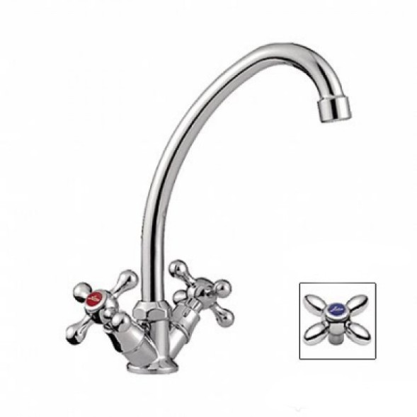 Смеситель для кухни 1/2 кер L4027 Ledeme КРЕСТ, силумин - L4027 