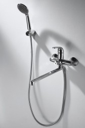 Смеситель для ванны Bravat Fit с длинным изливом и душевой лейкой, хром (F6135188CP-LB-RUS)