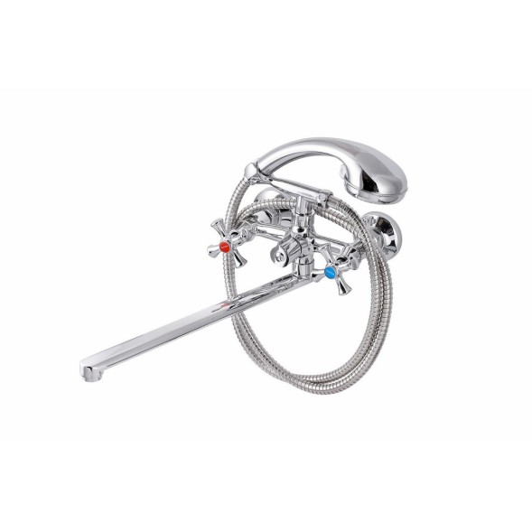 Смеситель для ванны и раковины 1/2 кер ПРОФСАН ПСМ-159-75 &amp;quot;ЕВРО&amp;quot;, эксцентрики &amp;quot;ЕВРО,КРЕСТ, ХРОМ - PSM-159-75 