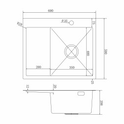 Мойка настол.монтаж 60х50 (3,0) прав. вып 3 1/2 MIXLINE PRO 20см с сифоном (золото) - 552927