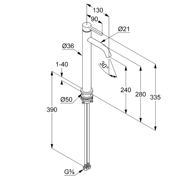 Смеситель для раковины-чаши Kludi Nova Fonte Pura керамический картридж, белый матовый (202985315)