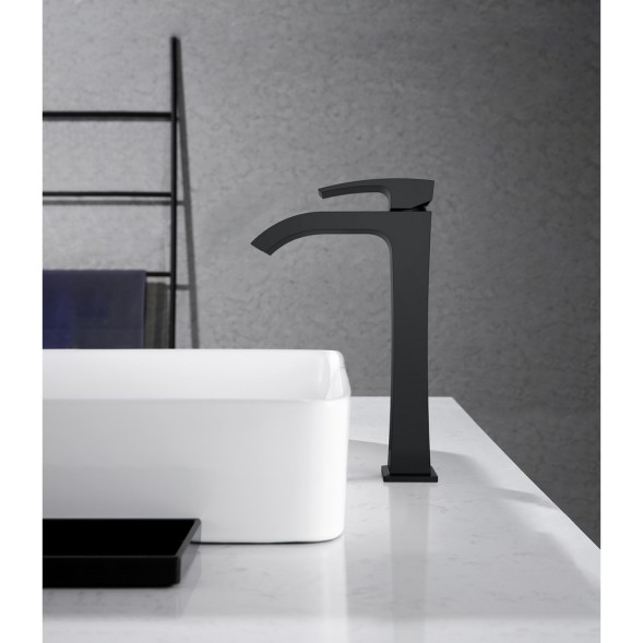 Смеситель для раковины 35к G1007-86 GAPPO высокий, литой, ЧЕРНЫЙ - G1007-86 