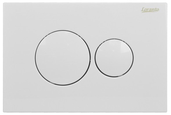 Кнопка смыва Loranto механическая, двойная, белый глянец