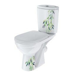 Унитаз-компакт &amp;quot;Комфорт&amp;quot; Декор &amp;quot;Бамбук&amp;quot; (кос,ниж,сид.полип.,2-кн.арм)   (Rosa) - 4627094094294 