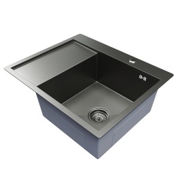 Мойка настол.монтаж 60х50 (3,0) прав. вып 3 1/2 MIXLINE PRO 20см с сифоном (черный графит) - 552929