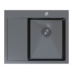 Мойка настол.монтаж 60х50 (3,0) прав. вып 3 1/2  MIXLINE ПРО с ФАСКОЙ 20см с сифоном (черный графит) - 552929 