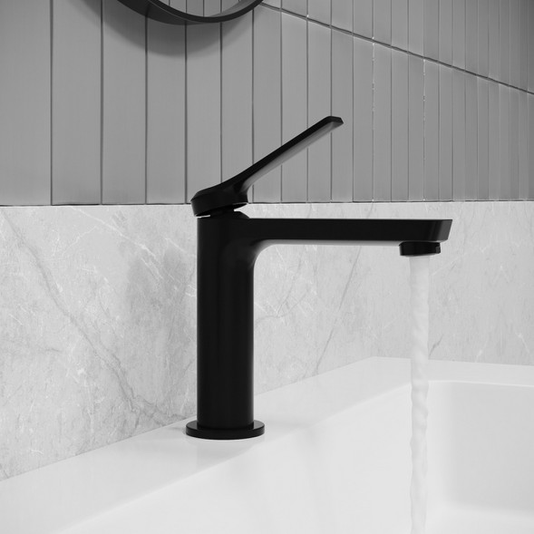 Смеситель для раковины 25к IDDIS PARBL00i01 &amp;quot;Parker&amp;quot; литой, под шпильку, ЧЕРНЫЙ матовый - PARBL00i01 