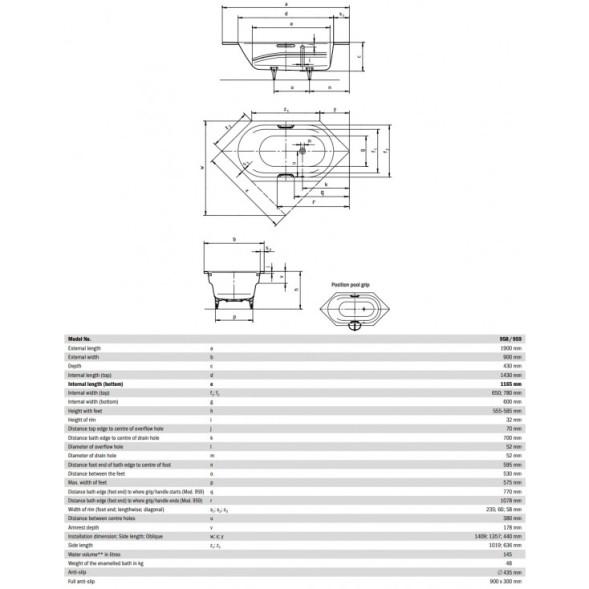Ванна стальная Kaldewei Vaio Standard 190х90 см