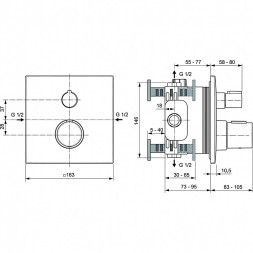 Смеситель для душа Ideal Standard Ceratherm C100 встраиваемый, термостатический, шлифованное золото (A6956A2)