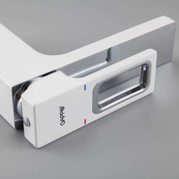 Смеситель для раковины 35к G1017-1 GAPPO литой, с гигиенической лейкой, БЕЛЫЙ-хром - G1017-1 