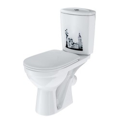 Унитаз-компакт &amp;quot;Комфорт&amp;quot; Декор &amp;quot;Биг Бен&amp;quot; (кос,ниж,сид. полип.,2-кн.арм)   (Rosa) - 4627094094317 