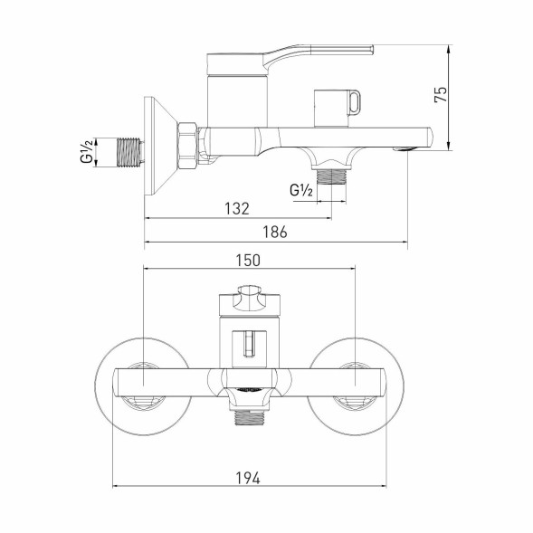 Смеситель для ванны 35k MIXLINE ML40-01 &amp;quot;Flat&amp;quot; - ML40-01 