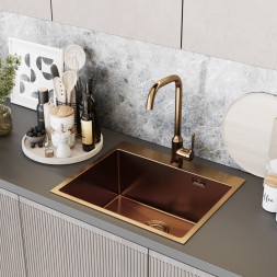 Мойка настол.монтаж 60х50 (3,0) вып 3 1/2 MIXLINE PRO 22см с сифоном (бронза) - 555135