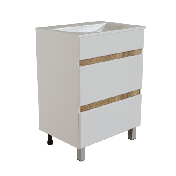 Тумба д/ванной &amp;quot;БРИКС-50&amp;quot; 2 ящика белый/дуб вотан под рак.&amp;quot;Breeze 50&amp;quot; мебельный (Sanita Luxe) (ПВХ) - 556808 