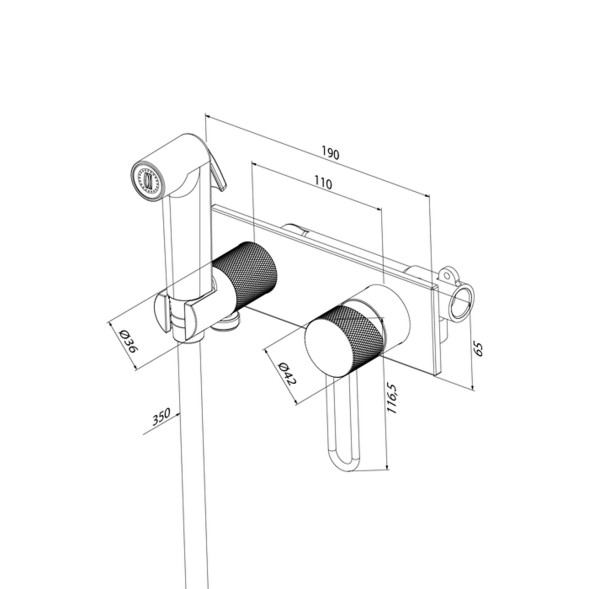 Смеситель с гигиенической лейкой 35к IDDIS DUNGMV0i08 &amp;quot;Duna&amp;quot; встраиваемый, ГРАФИТ мат. - DUNGMV0i08 