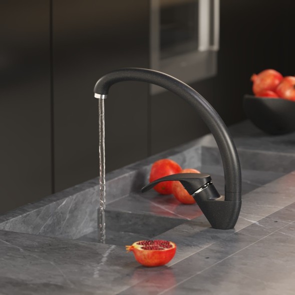 Смеситель для кухни 35к MIXLINE ML-GS02 (343) антрацит высок. излив - 00-00006404 