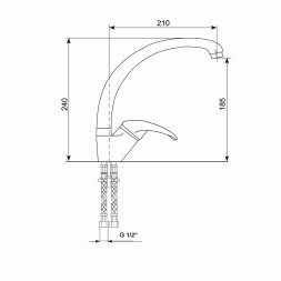 Смеситель для кухни 35к MIXLINE ML-GS02 (343) антрацит высок. излив - 00-00006404