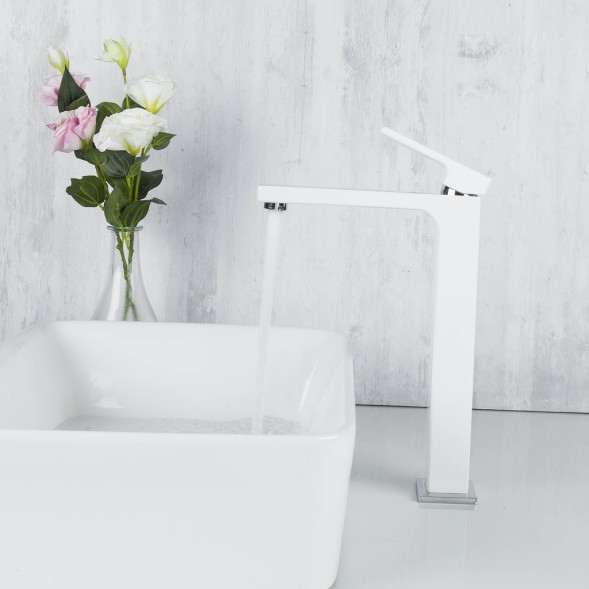 Смеситель для раковины 35к G1017-2 GAPPO литой, высокий, БЕЛЫЙ-ХРОМ - G1017-2 