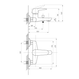 Смеситель для ванны 40к ПРОФСАН ПСМ-854-К/045 &amp;quot;КОМПЛЕКТАЦИЯ&amp;quot; с душ аксессуарами  ХРОМ - PSM-854-К/045 