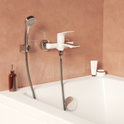 Смеситель для ванны 35k MIXLINE ML41-01 "Swan White" БЕЛЫЙ/ХРОМ - ML41-01