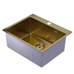 Мойка настол.монтаж 60х50 (3,0) вып 3 1/2 MIXLINE PRO 22см с сифоном (золото) - 555136