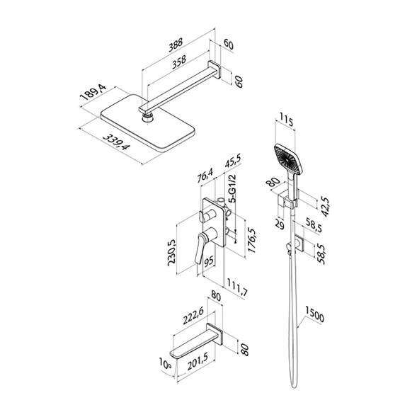 Душевая система 35к IDDIS PARGM03i68 &amp;quot;Parker&amp;quot; лейка &amp;quot;Тропический душ&amp;quot; встраиваемая ГРАФИТ матовый - PARGM03i68 