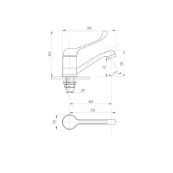 Смеситель для раковины 40к ПРОФСАН ПСМ-215-055 "МЕДИК" длин. пов излив, б/подв мед. ХРОМ - PSM-215-055