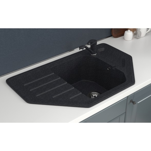 Мойка ML-GMS17 СТАНДАРТ угловая с крылом, черный (308), 780*485*190мм - 00-00002377 