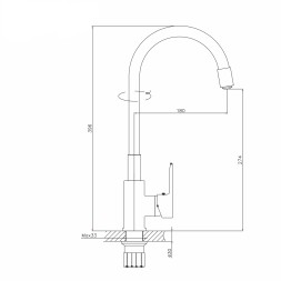 Смеситель для кухни 35k MIXLINE ML23-097 "Round Black" гибкий излив боковая ручка ЧЕРНЫЙ - ML23-097