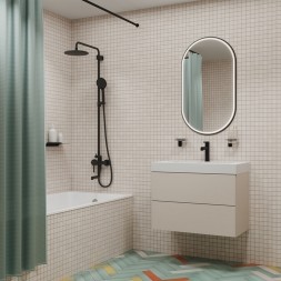 Душевая система 35к IDDIS AIGBL3Fi06 "Aiger" лейка "Тропический душ" ЧЕРНЫЙ матовый - AIGBL3Fi06