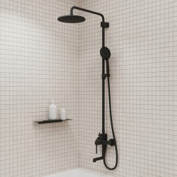 Душевая система 35к IDDIS AIGBL3Fi06 "Aiger" лейка "Тропический душ" ЧЕРНЫЙ матовый - AIGBL3Fi06